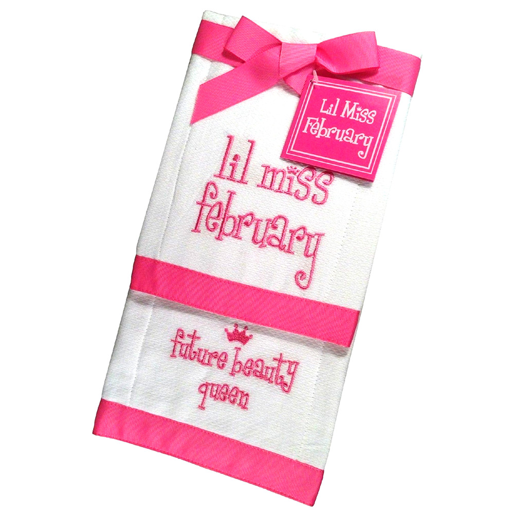 Mud Pie Baby Burp Cloth Set Lil Miss February Future Beauty Queen Set of 2 NWT